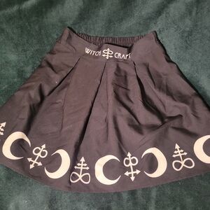Witchy Black Occult Symbol Circle Skirt